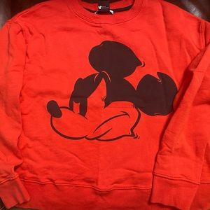 Zara red sweatshirt  Disney Mickey Mouse crew neckline long sleeve top size S